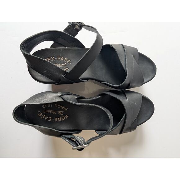 KORK-EASE Ava 2.0 Leather Wedge Platform Sandals Black K37303 Women's 9M - Picture 8 of 12